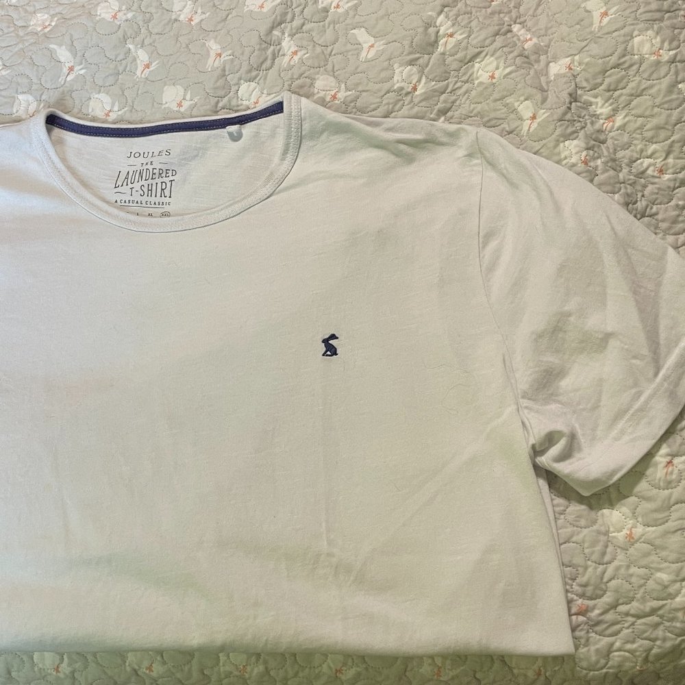 Joules Men’s White Short Sleeve T Shirt with hare logo XXL in EUC